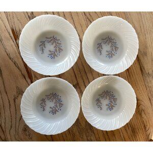 Set Of 4 Vintage Termocrisa Mexican Milk Glass Bowls With Floral Design